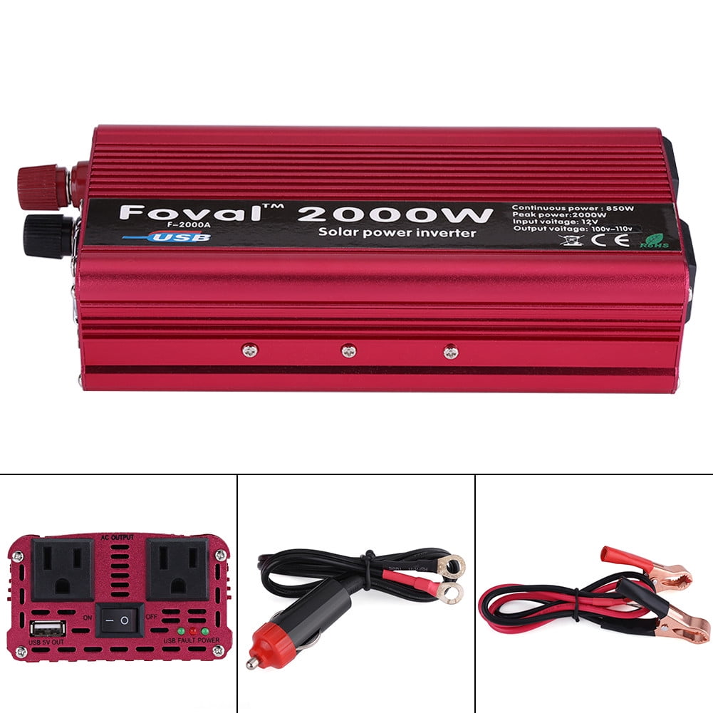 2000W Car Converter Power Inverter DC 12V to AC 110V invertor with USB Charger 