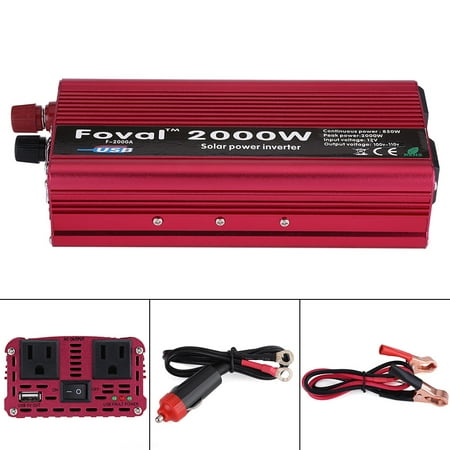 2000W DC 12V to AC 110V Power Inverter Converter W/ Dual Outlets for Home Car Outdoor Use, 2000W Power Inverter, Dual Outlets Power