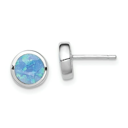 Primal Silver Sterling Silver Rhodium-plated Synthetic Opal Post Earrings