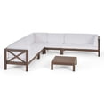 thumbnail image 3 of Elisha Outdoor 7 Seater Acacia Wood Sectional Sofa Set, Gray and White, 3 of 14