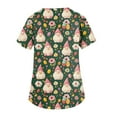 thumbnail image 4 of OIOLOYJM Easter Scrub Tops Women 2026 Cute Stretchy Bunny Eggs Print Tops Short Sleeve V Neck Nursing Shirts Holiday Oversized Working Uniform with Pockets Pink XL, 4 of 5