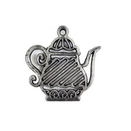 Cast Iron Teapot Trivet - Handcrafted Model Ships K-0267-Silver 9 in. Rustic Silver Cast Iron Teapot Trivet