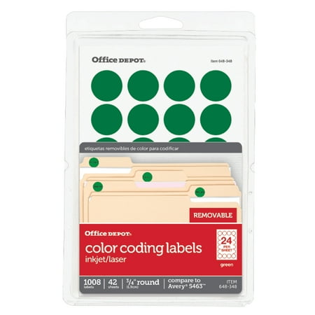 UPC: 0735854018368 | Office Depot Removable Round Color-Coding Labels  3/4in. Diameter  Green  Pack Of 1 008  3585401836