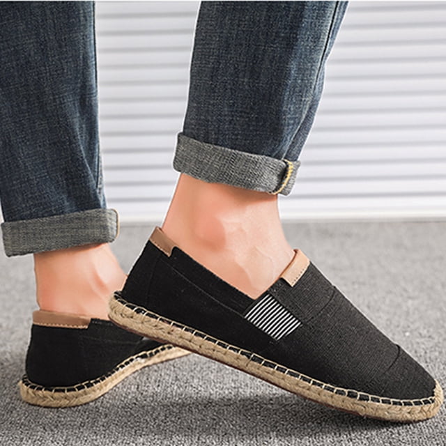 LSLJS Chaussures Mocassins pour Hommes, Chaussures Respirantes à Bout Rond pour Hommes à la Mode, Chaussures Décontractées à Tige en Toile