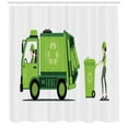 thumbnail image 3 of Ambesonne Garbage Truck Shower Curtain, Trash Picking Staff, 69"Wx70"L, Apple Green White, 3 of 3