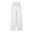 thumbnail image 6 of LEBONYARD High Waisted Flowy Wide Leg Pants for Women,Clearance Pants for Women Plus Size,Women's Spring and Solid Color Elastic Waist Cotton Linen Versatile Straight Tube Wide Leg Pants White XXXL, 6 of 6