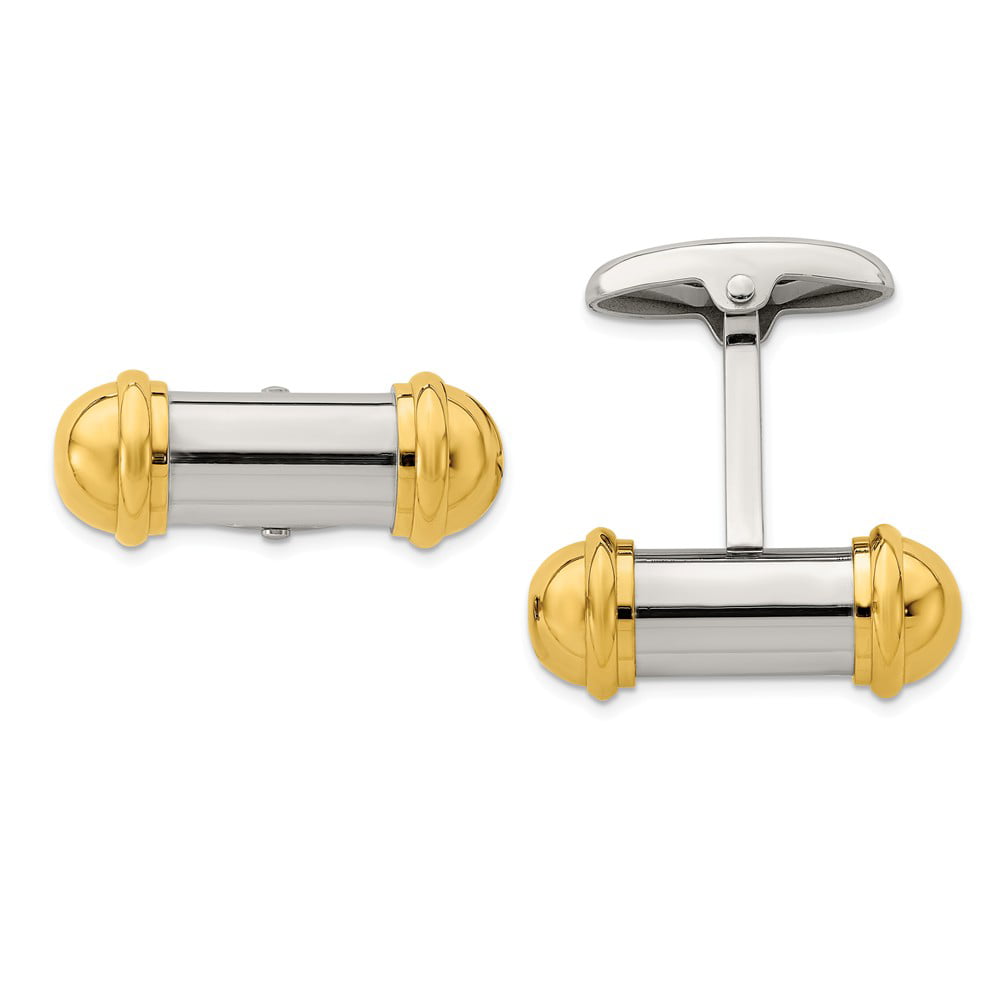 Jewel Tie Stainless Steel Yellow IP-Plating Cuff Links 9mm x 23mm