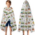 thumbnail image 3 of Cartoon Tractors Windmills Light Gray Pattern Hooded Bath Towel，60"x35" for Ages 3 To 12 Kids, Quick Dry Lightweight Soft Microfiber Hood Beach Towel Cover Up for Kids, 3 of 7