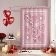 thumbnail image 4 of Valentines Day Shower Curtain, 72" x 72", Pink Floral Love Heart Geometric Waterproof Bathroom Curtain Washable Shower Curtain Set with 12 Hooks, 4 of 9