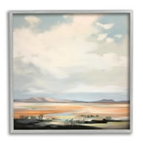 Stupell Industries Desert Nature Painting Landscape Painting Gray Framed Art Print Wall Art, 12 x 12