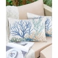 thumbnail image 6 of Blue Teal Coral Throw Pillow Cover 16 x 24 Inch Decorative Pillow Cover Watercolor Coastal Summer Lumbar Pillowcase Seasonal Rectangle Cushion Case for Couch Sofa Bed Living Room, 6 of 7