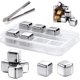 thumbnail image 1 of Cubitos de Hielo de Acero Inoxidable, Paquete de 8 Cubitos de Hielo Reutilizables, Piedras de Cubito de Hielo de Whisky Reutilizables con Pinzas y Bandeja para Hielo, Piedras de Congelación de A, 1 of 5