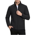 thumbnail image 2 of Fmbrln Men's Zip Up Softshell Jacket Stand Collar Casual Outerwear Long Sleeve Solid Color Coat with Pockets, 2 of 6