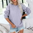 thumbnail image 2 of Women's Hoodless Sweatshirt Long Sleeve Pocket Pullover Casual Crewneck Lightweight Sweater, 2 of 4