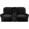 thumbnail image 2 of Housse de Causeuse Inclinable 2024 avec Console Centrale, Housse Extensible en Velours pour Fauteuil Inclinable 2 Places avec Porte-Gobelet, 2 of 10