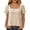 #0088-Beige, variant on Women's Cotton Linen T-Shirts Ruffled Short Sleeve Square Neck Tops Loose Casual Tee Summer Gauze Blouse for Daily