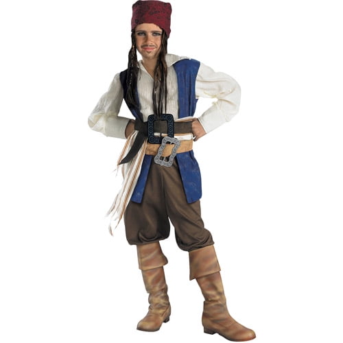 3pcs Kids Captain Jack  Pirate Set Fancy Dress Costume Child Caribbean Accessory