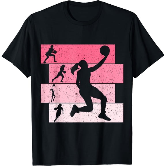 Basketball Girls Women Kids T-Shirt Black Large