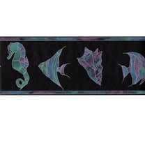 Trimz Sea Shore Nautical Coastal Wallpaper Border - Pre-Pasted 15 ft x 6.9 in., Black - Kitchen Wall Decor