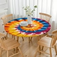 thumbnail image 3 of Colorful Rainbow Tie Dye Spiral Pattern Round Fitted Tablecloth with Elastic Edge,Dining Table Cover Waterproof,Outdoor Round Tablecloth for Camping,Dining,Indoor and Outdoor, 3 of 7