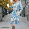 thumbnail image 2 of Fall Dress for Women Long Sleeve Floral Print Casual Tunic Dress Loose Fit A Line Mini Dress with Pockets, 2 of 7