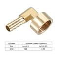 thumbnail image 4 of Uxcell 10mm Barbed x G1/2 Female Thread Brass Hose Barb Fitting Elbow, 4 of 6