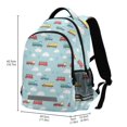 thumbnail image 2 of FORMRS Kids School Backpack Elementary Student Unisex Travel Bookbag with Reflective Stripes, Blue Trains Pattern, 2 of 7