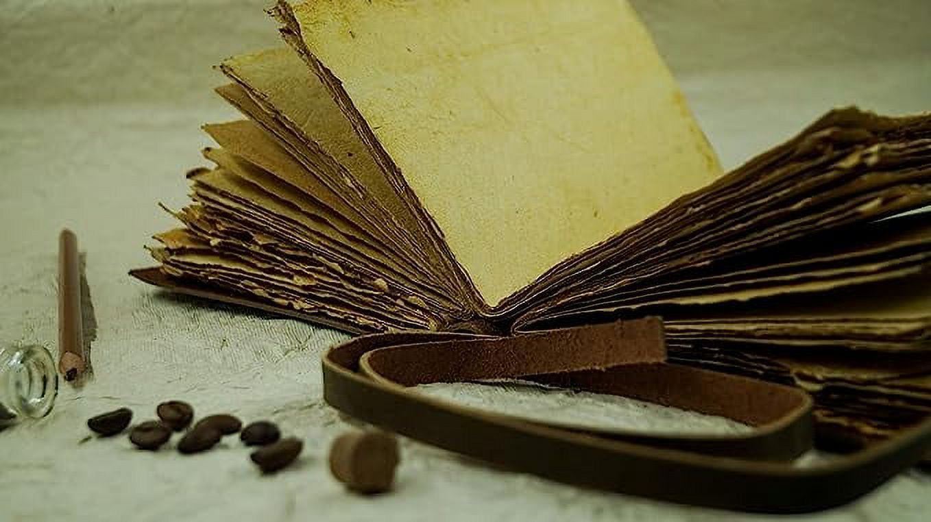 OVERDOSE Deckle Brown Leather Journal - Vintage Travel Journal for Men & Women Sketch Writing Diary Sketchbook Book of Shadows Handmade Vintage Deckle Edge Paper - 5 x 7 inches | 12 x 17 cm | A6