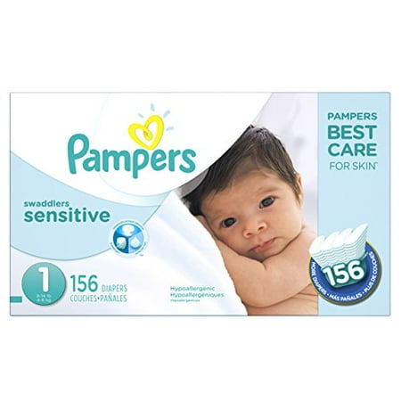- Pampers Swaddlers Sensitive Disposable Diapers Newborn Size 1 (8-14 lb), 156 Count, SUPER ECONOMY