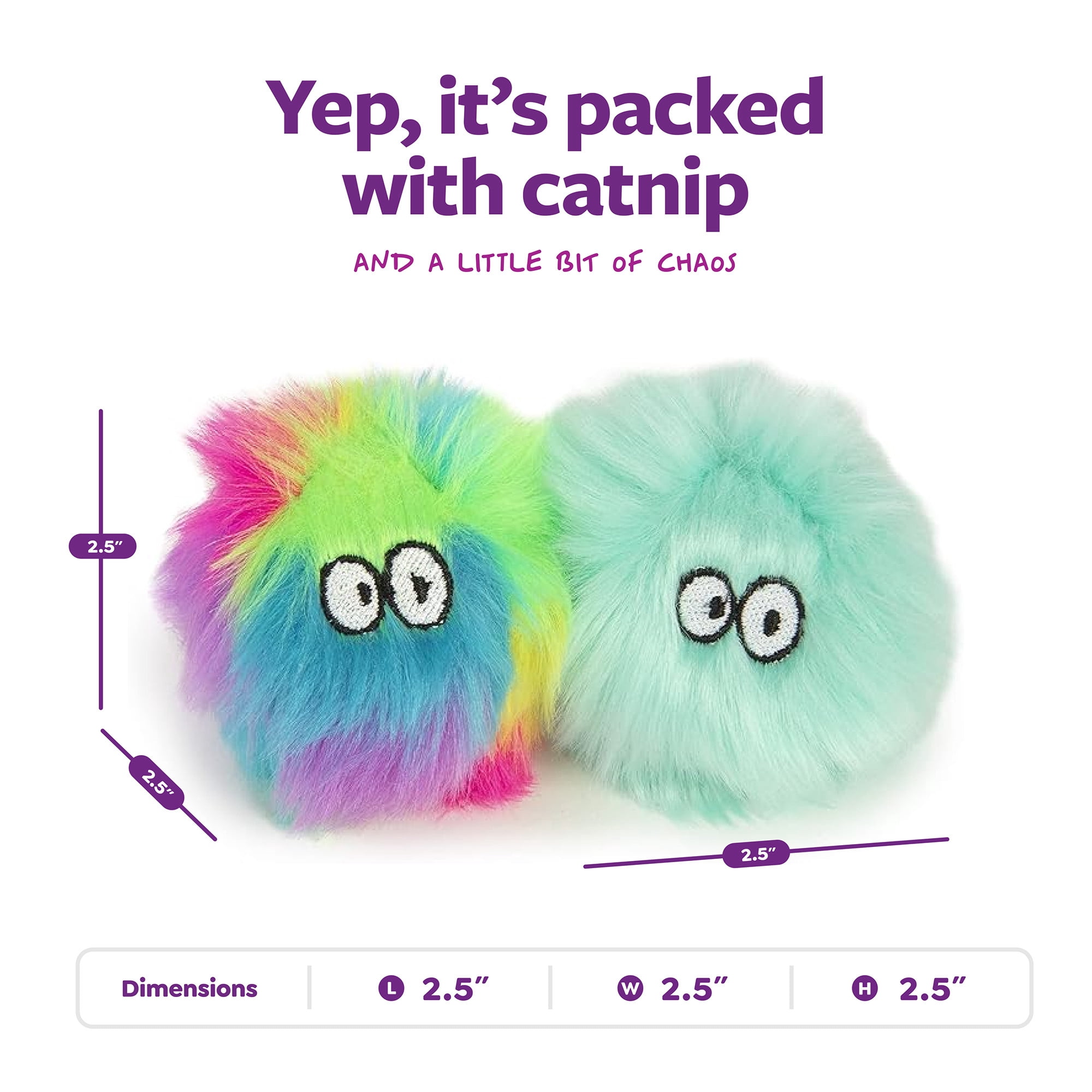 SmartyKat Fuzzy Friends (Set of 2) Soft Plush Catnip Ball Cat Toys
