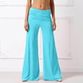 thumbnail image 7 of WJJIAO Teal Foldover Pants, Wide Leg High Fold Over Waist Palazzo Pant, Y2K Sweatpants Pants Fold Over Strechy Yoga, 7 of 7