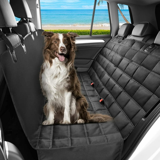 Cozy Retreat: Mesh Window Dog Car Seat Cover, 600D Oxford Fabric With Anti-Slip Backing For Cars, Trucks & Suv Backseats, Side Flaps For Complete Protection And Comfort
