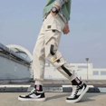 thumbnail image 4 of Pantalones cargo negros multibolsillos para hombre, pantalones para hombre, estilo coreano, hip hop, con múltiples bolsillos, ropa de diseñador, informal, nueva, en nailon suelto, 4 of 5