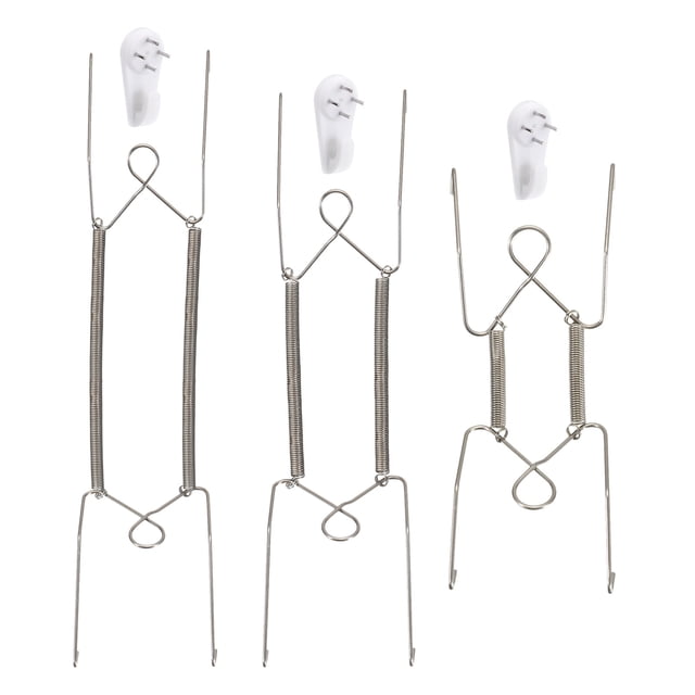 Uxcell 12 Piezas Soporte para Platos, 6/8/10" Acero Inoxidable con 12 Ganchos de Pared para Platos Decorativos Plata