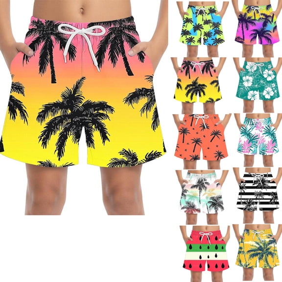 Afuyipoi Boys Swim Trunks Size 10-12,Hawaii Swim Short with Pockets Surf Trunk