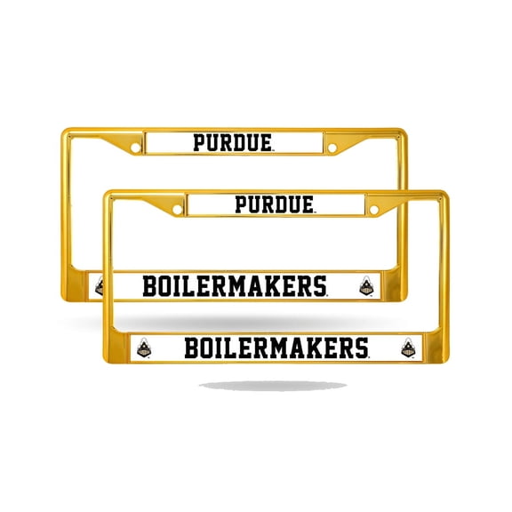 Purdue Boilermaker's Gold Chrome Metal License Plate Frame - Set of 2 Frames
