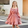 thumbnail image 2 of XEGLSBU Dresses for Girls 6X Girls Dresses Casual Long Sleeve Backless Dress with Waist Tie for Outdoor Summer Spring Fall Girls Dresses Size 6T a-Red Size 13-14 Years, 2 of 5