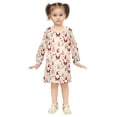 thumbnail image 2 of Girls' long-sleeved dress Christmas Tree Gnome Reindeer Girls' A-line dress with ribbed cuffs Soft and comfortable, 2 of 6