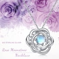 thumbnail image 4 of Midir&Etain Rose Necklace 925 Sterling Silver Moonstone Rose Blossom Pendant Jewelry Gift for Wife Mother and Lady, 4 of 7