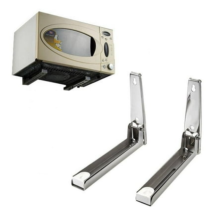 Lv. life 2x Kitchen Stainless Steel Microwave Oven Bracket Sturdy Foldable Stretch Wall Mount Rack Shelf,Wall Mount Bracket,Microwave Oven Bracket