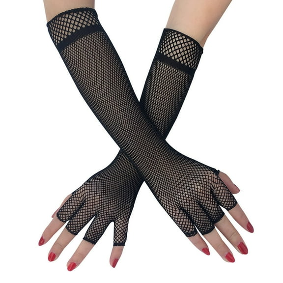 Black Long Gloves Party Supplies Nylon Gothic Accessory Elbow Length Mesh for Fancy Dress Performance Ladies