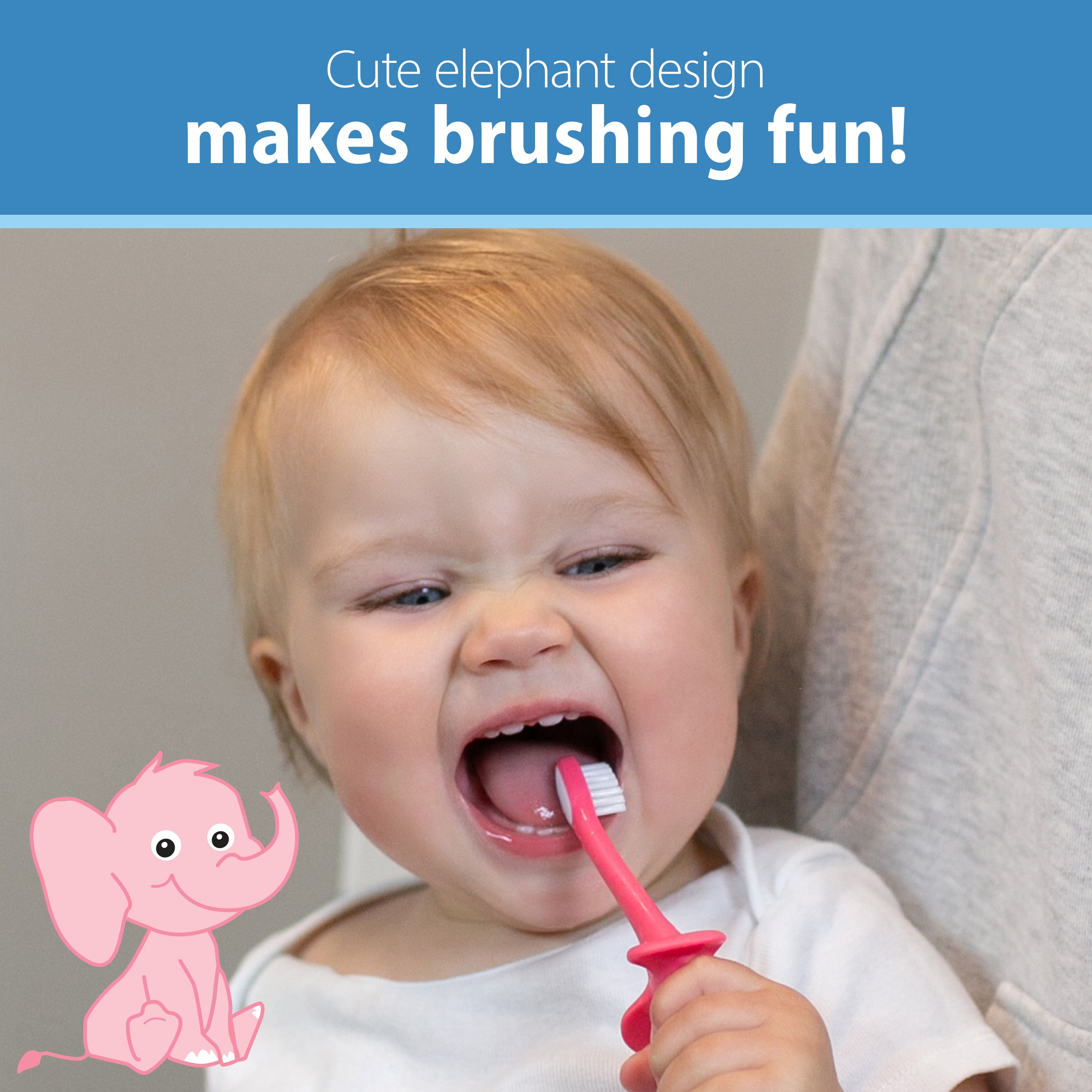 Dr. Brown's Infant-to-Toddler Toothbrush, Pink Elephant, 0-3 years