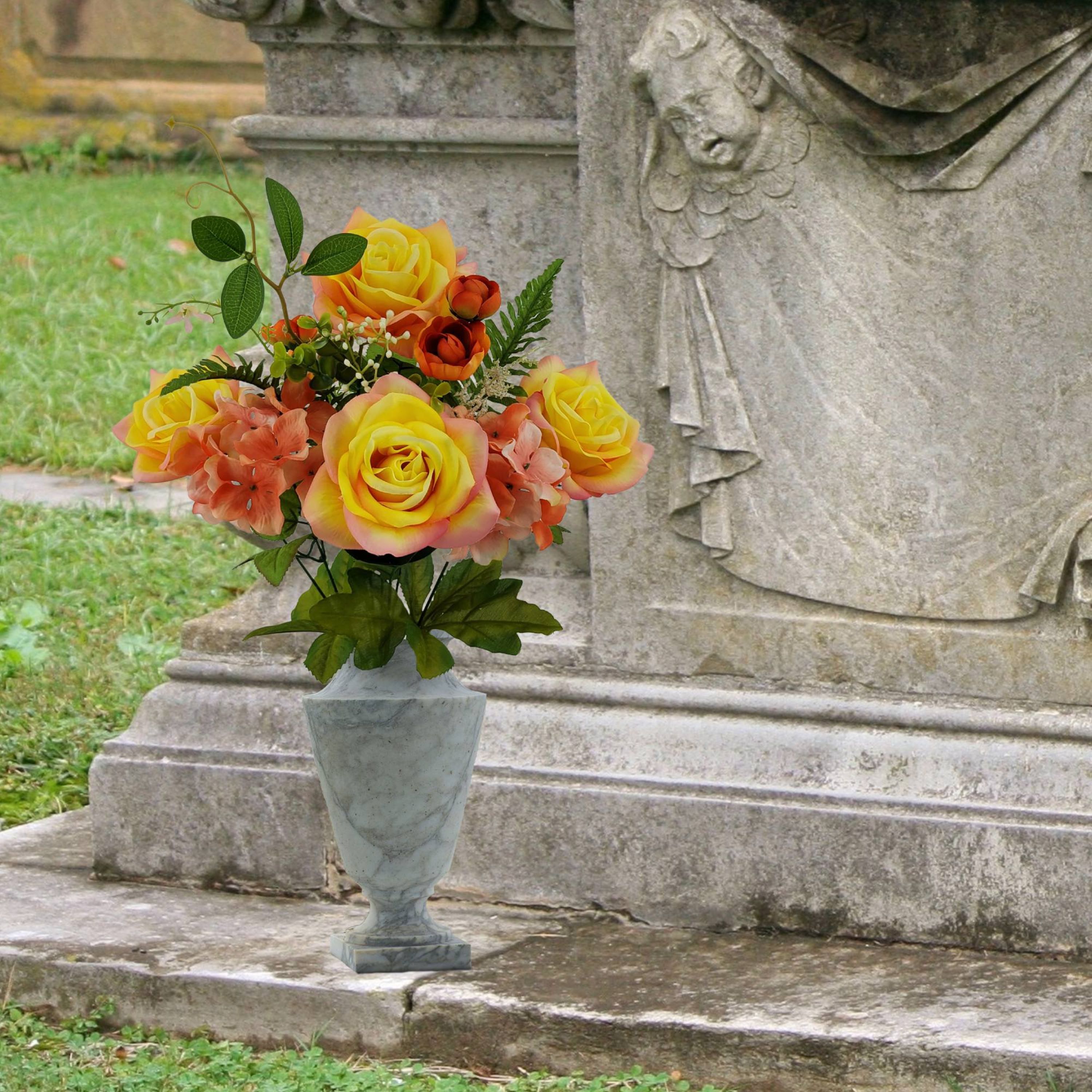 Mainstays 19in Indoor Artificial Floral Bouquet, Rose Flower in Peach Color.