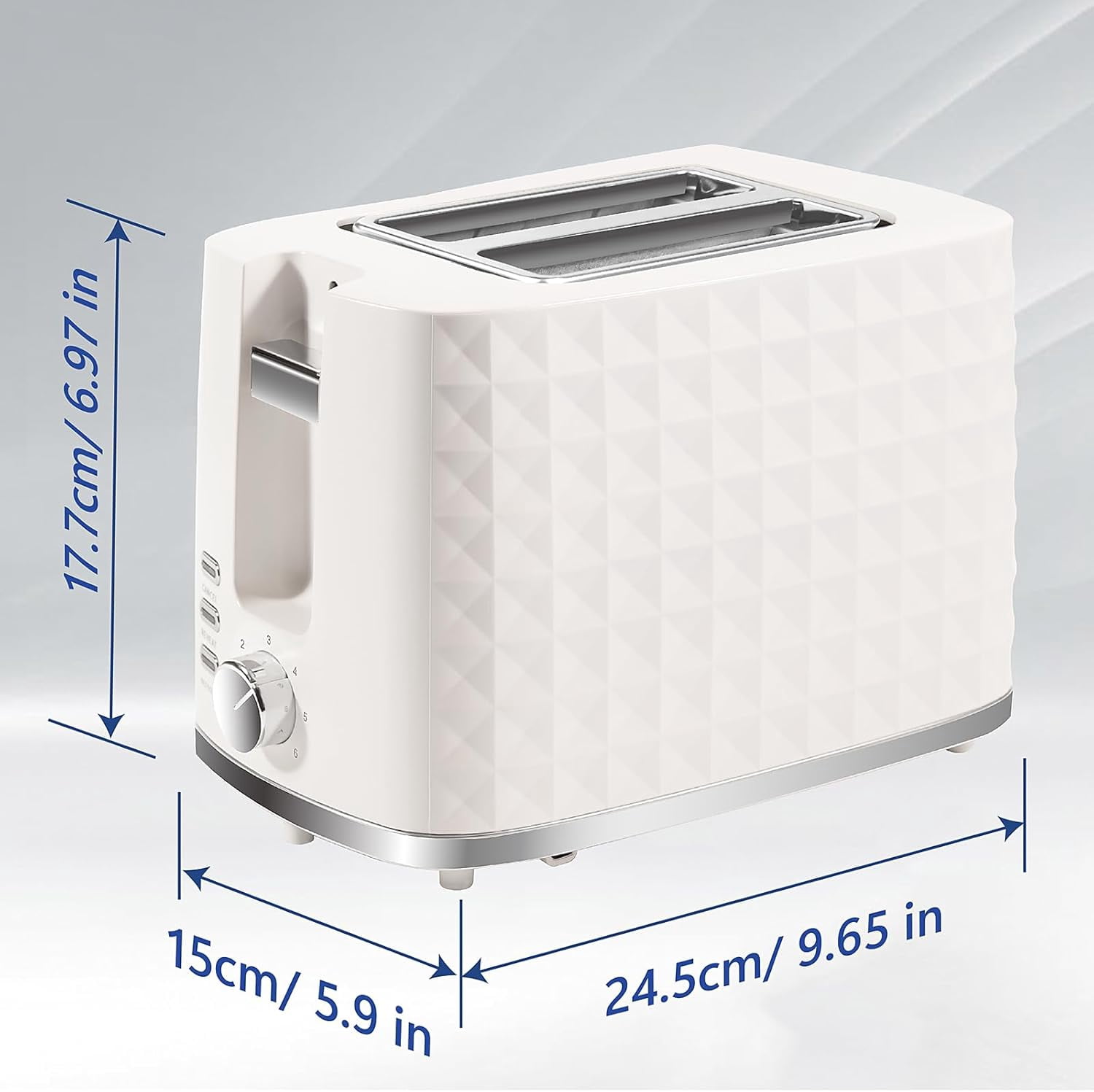 Toaster 2 Slices, Toasters Wide Slot, Bread with Cancel, Bal, Defrost Function, Bal Removable Tray & 6 Temperature Settings, Bei