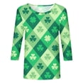 thumbnail image 4 of TSADFHJI T-Shirts pour Femmes, Col Rond Décontracté, Imprimé Jour de la Saint-Patrick, Manches Trois-Quarts, m Vert, 4 of 4
