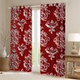 thumbnail image 2 of Manfei Baroque Floral Black Out Curtains,Damask Print Curtains Pack of 2 (42x63 Each),Red White Bedroom Curtains For Adults,Ultra Soft Bedroom Decoration, 2 of 6