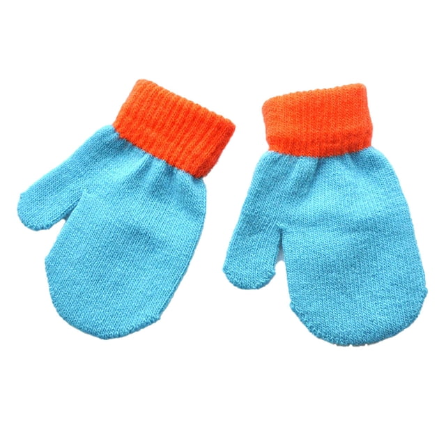 Qarigey 1 par de manoplas para niños, calentador de manos para exteriores, accesorio de ropa cómoda, guantes de Color sólido para niñas y niños para guantes y mitones Lago azul Qarigey AP009861-09