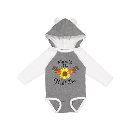 

Inktastic Mimi s Little Wild 1 with Beautiful Sunflower Gift Baby Boy or Baby Girl Long Sleeve Bodysuit