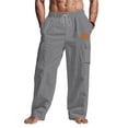 thumbnail image 2 of SOOMLON Cargo Pants for Men Loose Fit Big and Tall Elastic Waist Drawstring Linen Pants Breathable Hiking Pants, 2 of 5