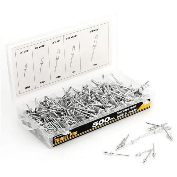 Trades Pro- 500 pc Aluminum Rivet Assortment -